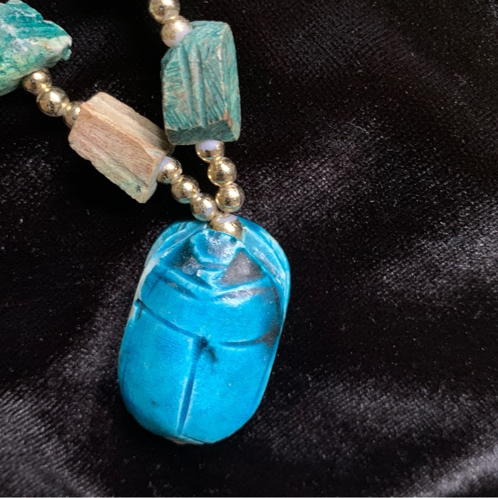 Turquoise and Silver Beaded Necklace - Picture 2 of 3